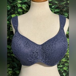 NAUTICA INTIMATES Lace Lined Bra Dark Blue Underwire Womens 40D